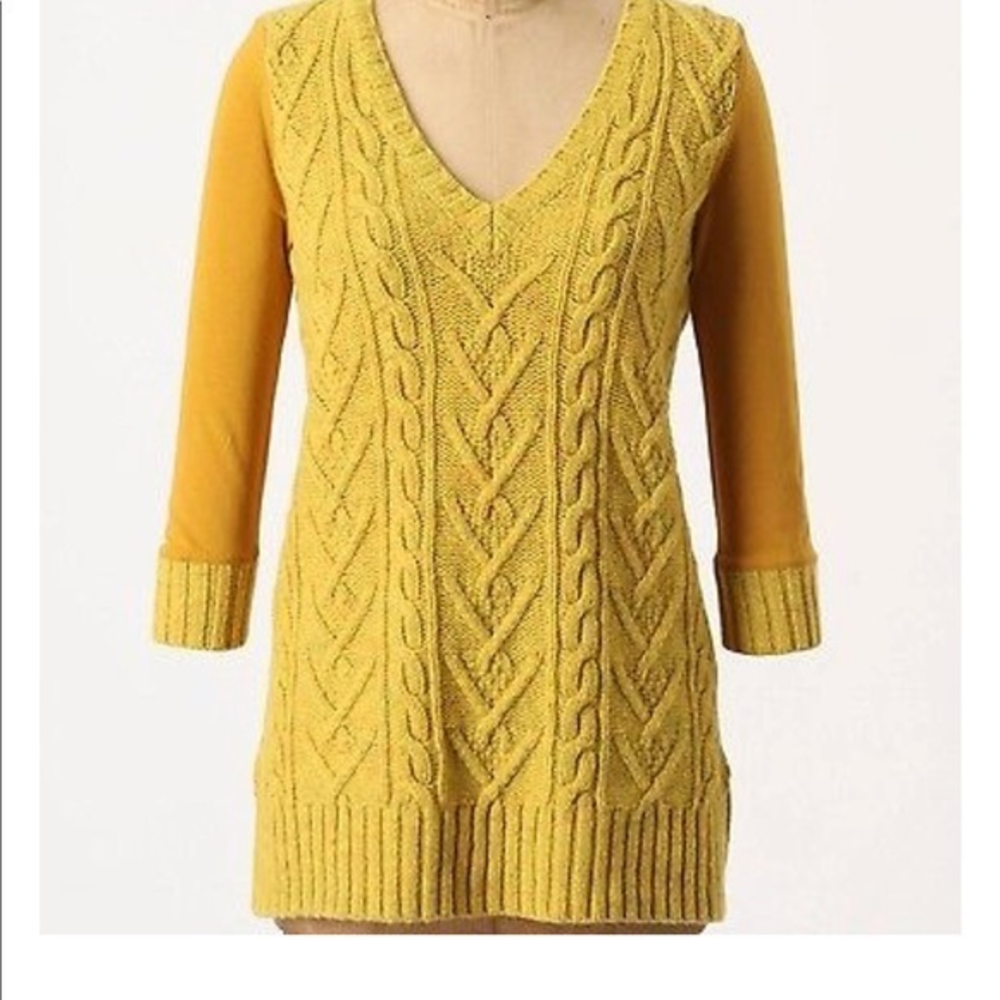 Anthropologie‎ Pilcro Mustard Wool Modal top M
